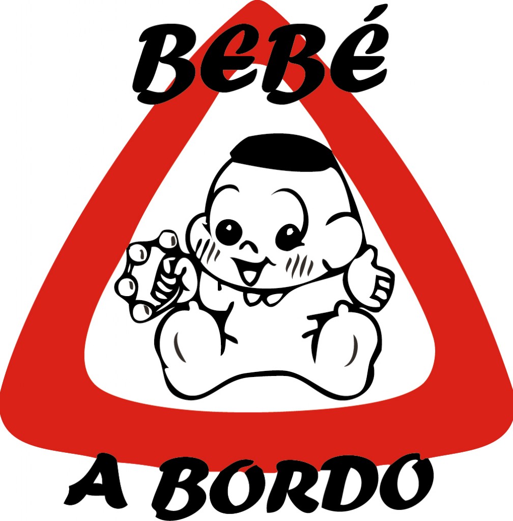 Pegatina Bebé con sonajero a bordo