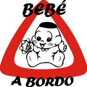 Pegatina Bebé con sonajero a bordo