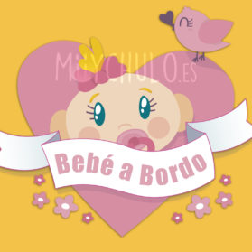 Pegatina Bebé a bordo Niña corazón