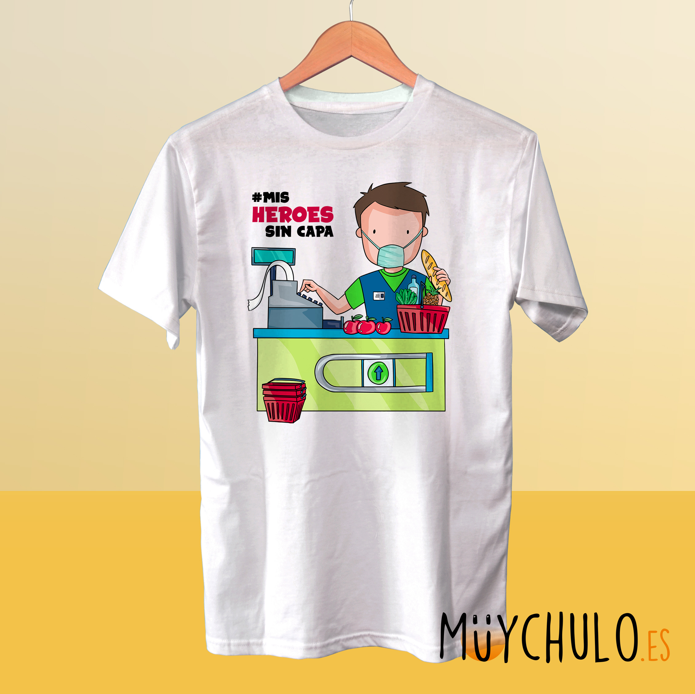 moderadamente Materialismo Rechazo Camiseta TENDEROS Mis heroes sin capa - Muychulo SOLIDARIO