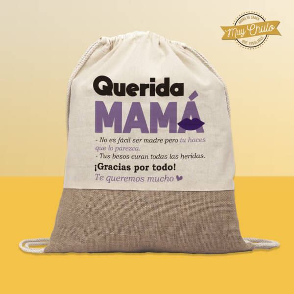 Mochila de cuerdas Orgánica Querida Mamá